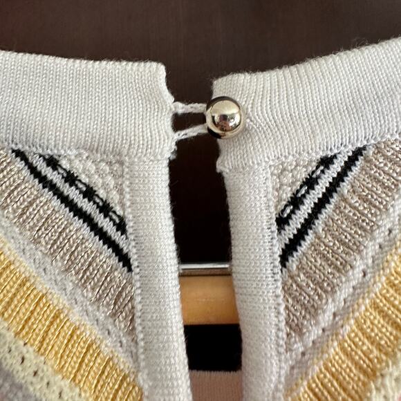 WHITE HOUSE BLACK MARKET Multi Color Mixed Patterns Halter Style Sweater | Small - Picture 7 of 8